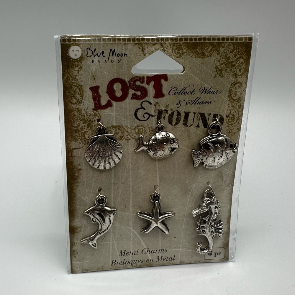 Lost & Found Silver Ocean Charm Set - Sea-Themed Metal Charms